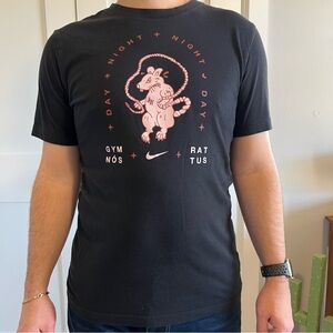 Nike Black & Red Gym Rat Graphic Men's Dri-Fit Shirt Size Small